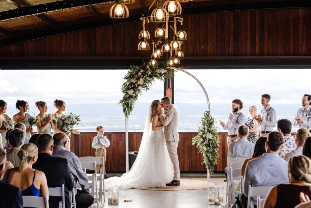 Indoor wet weather ceremony option at Western Ridge, Brisbane wedding venue