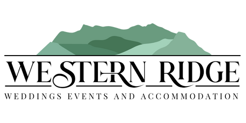 Western Ridge Wedding Venue logo – twe ransparent PNG, 500x250 pixels, rustic green mountain silhouette, Brisbane QLD